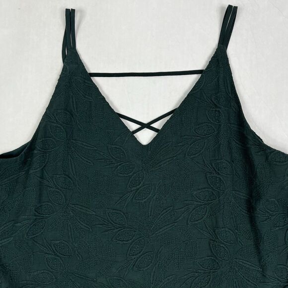 LOFT Emerald Green Floral Embroidered V-Neck Strappy Lined Cami Top Women Medium - Picture 5 of 11